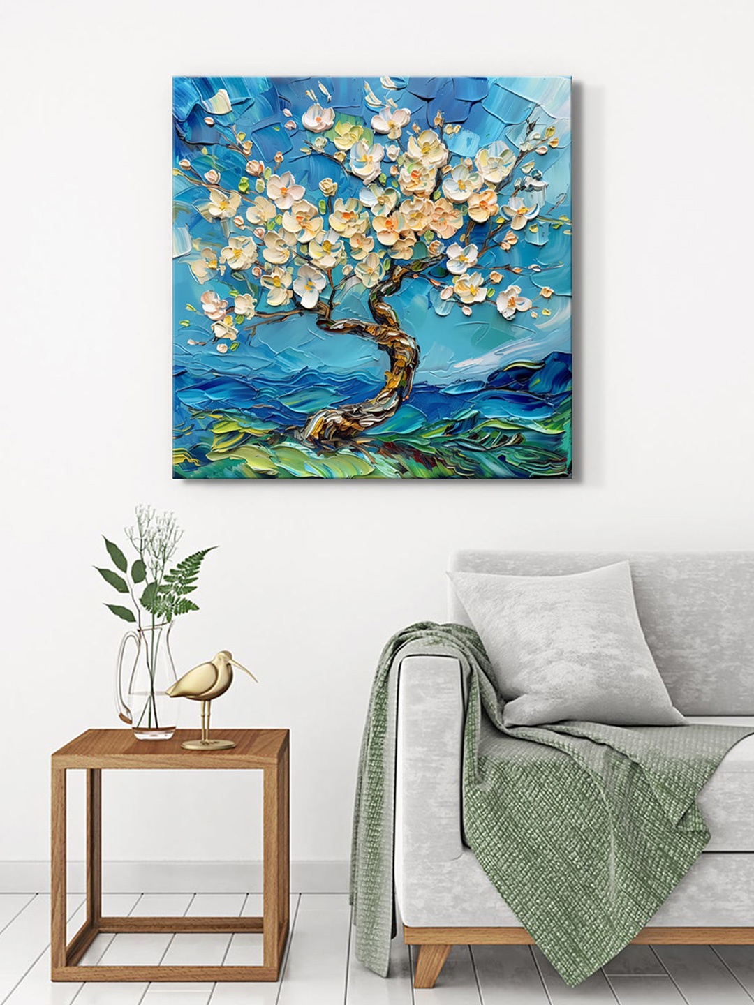 

999Store Blue & White Cherry Blossom Canvas Wall Art