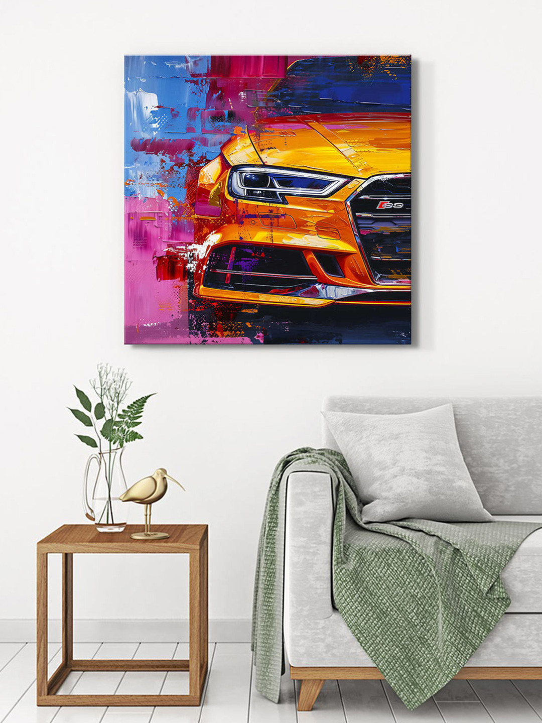 

999Store Yellow & Purple Vintage Car Canvas Wall Art