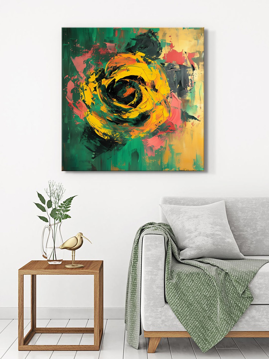 

999Store Yellow & Green Floral Canvas Wall Art