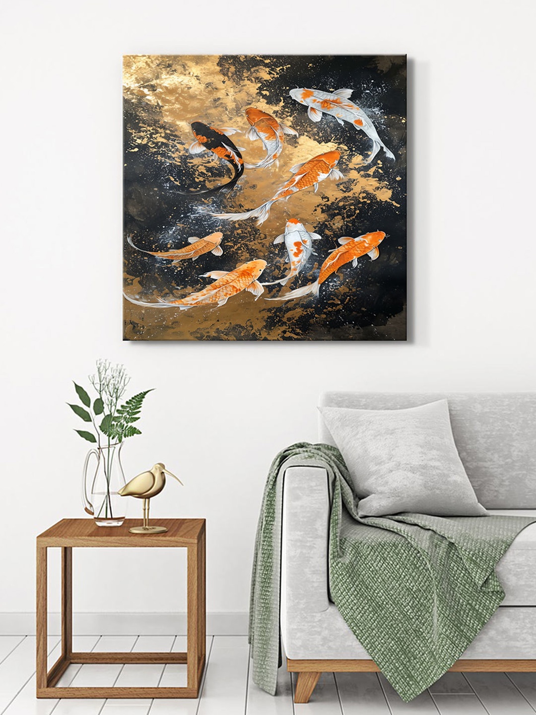 

999Store Brown & Black Canvas Abstract Wall Painting