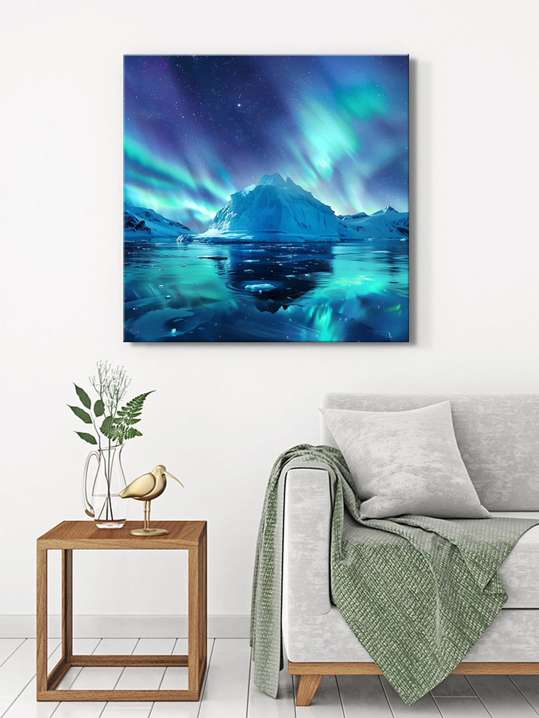 

999Store Teal & Purple Canvas Abstract Wall Painting