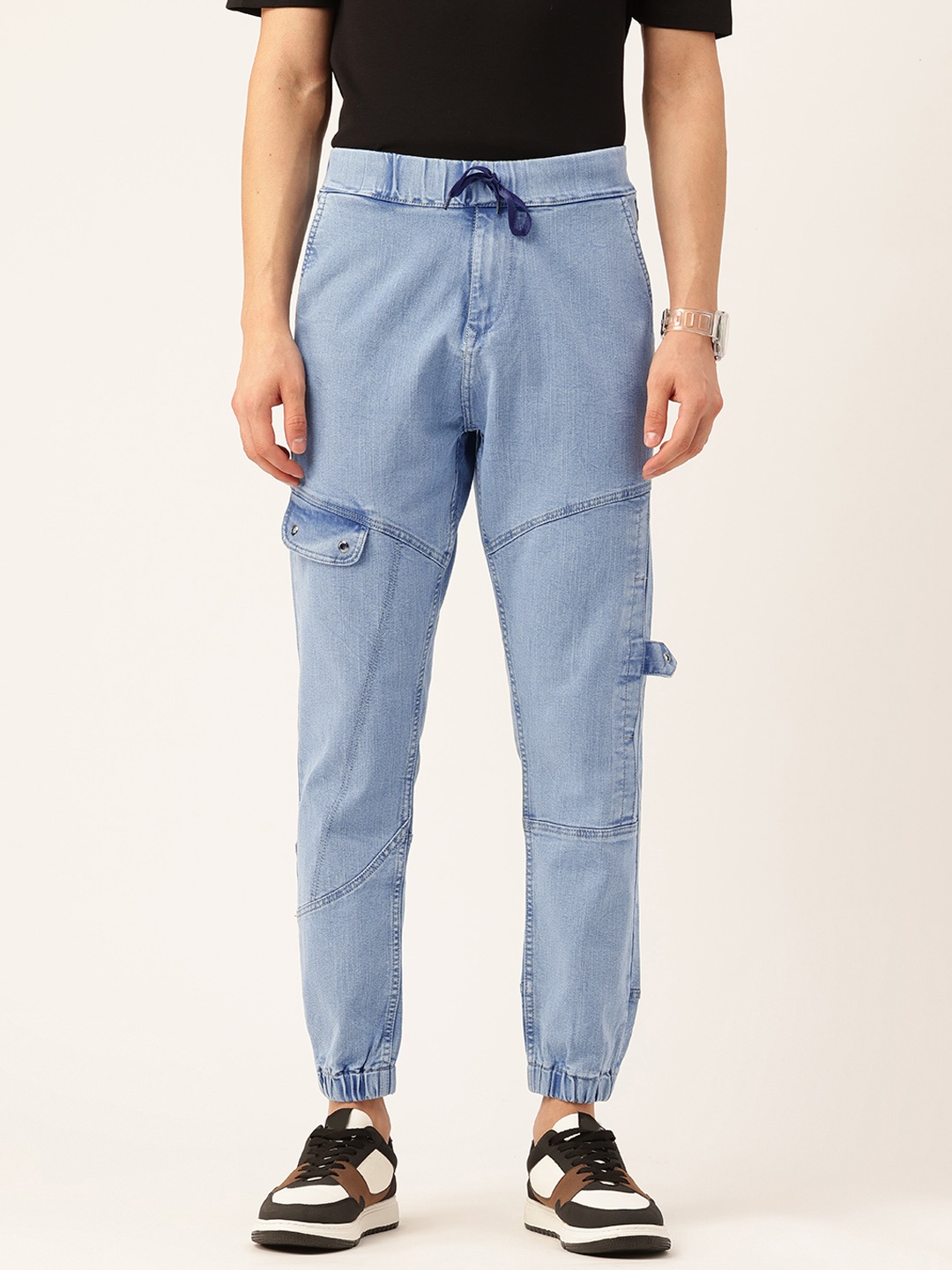 

PARIS HAMILTON Men Jogger Heavy Fade Acid Wash Stretchable Jeans, Blue