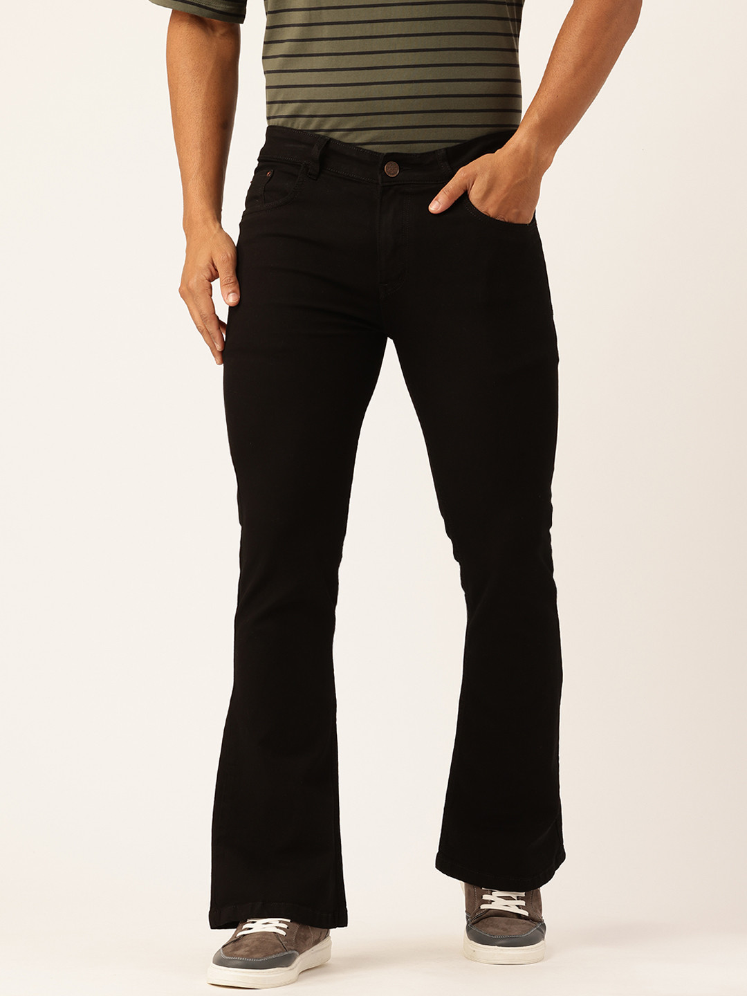 

PARIS HAMILTON Men Bootcut Stretchable Jeans, Black