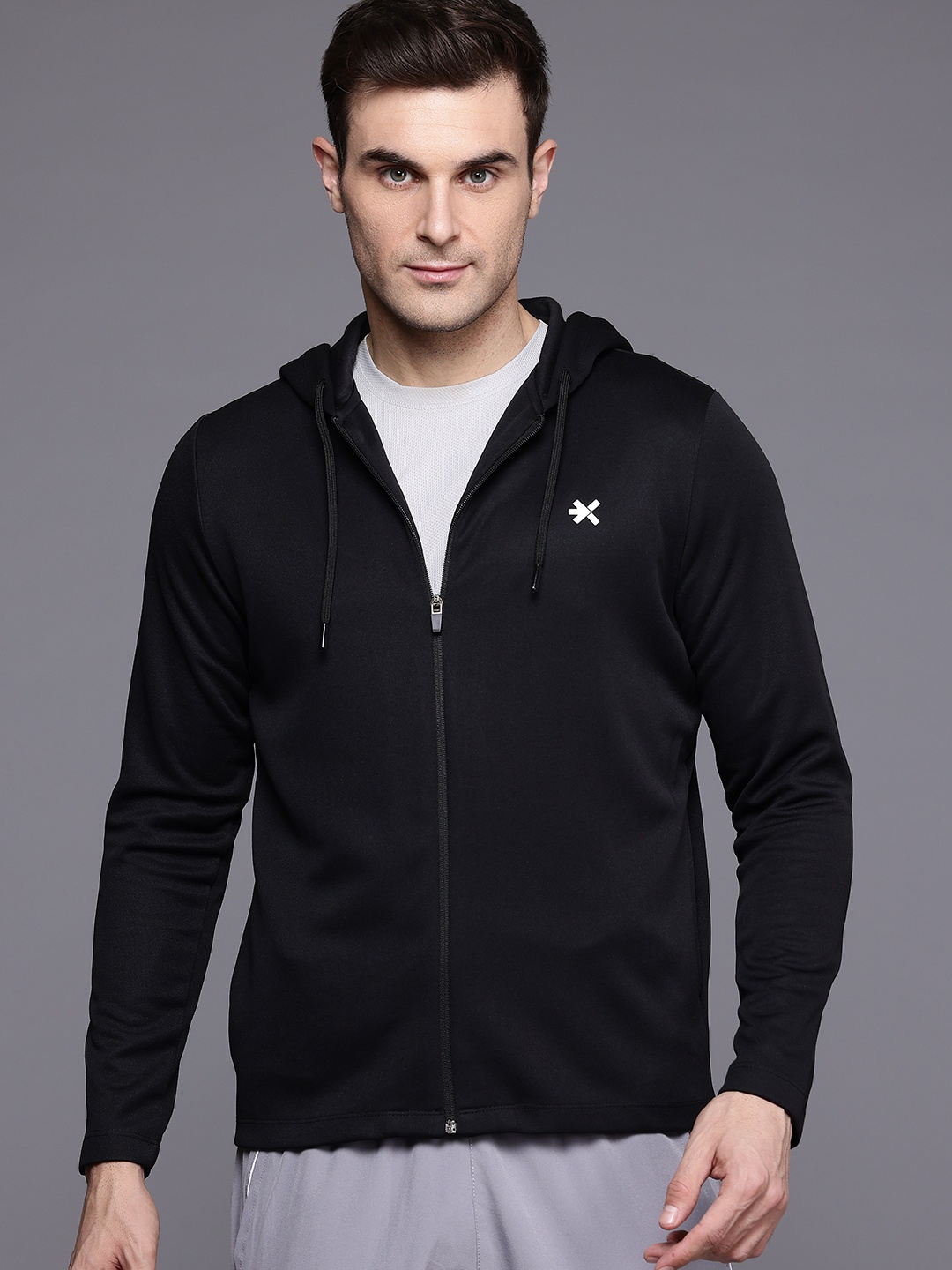

HRX by Hrithik Roshan Brand Logo Detail Hooded Sweatshirt, Black