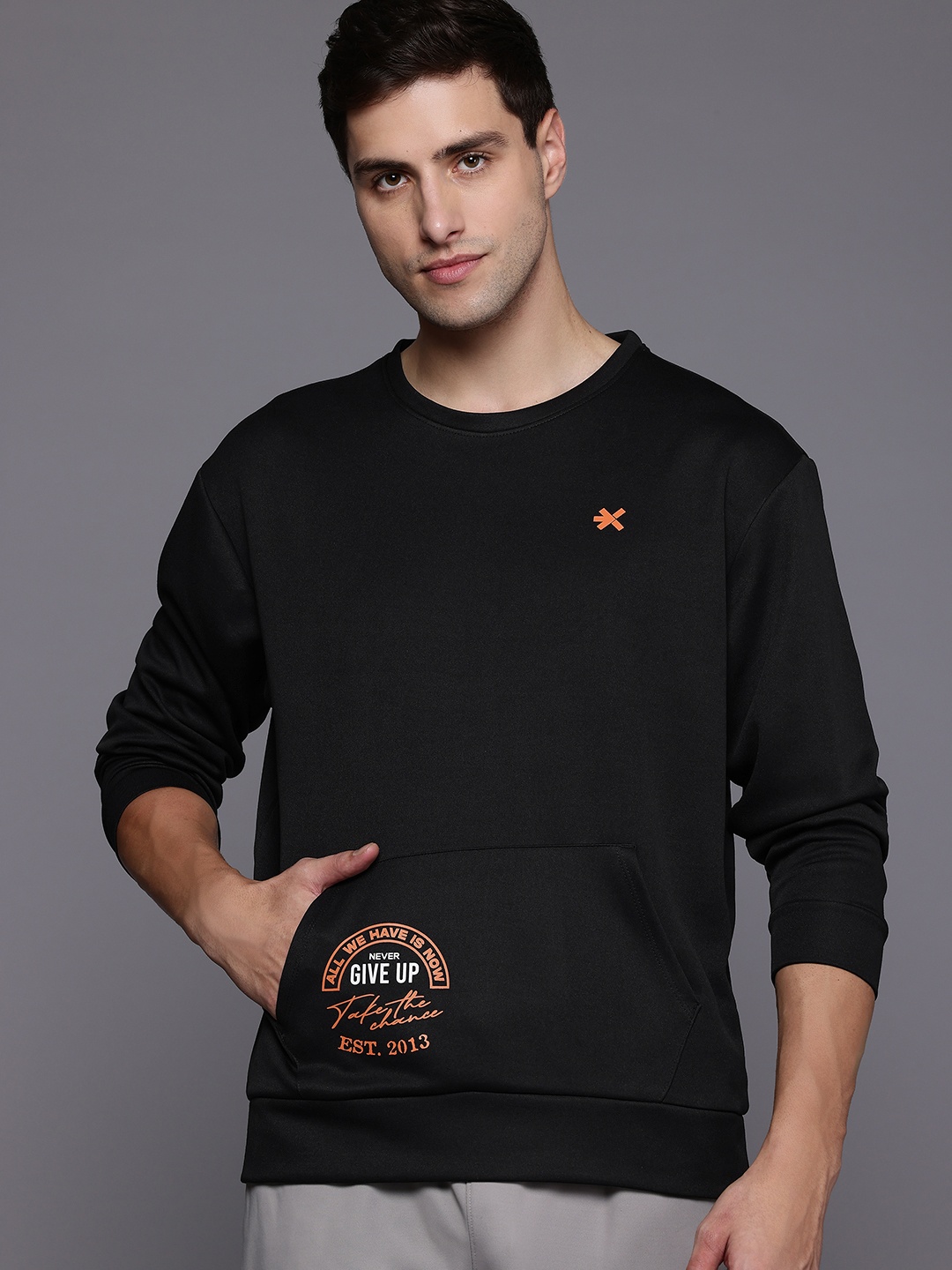 

HRX by Hrithik Roshan Men Printed Oversized Sweatshirt, Black