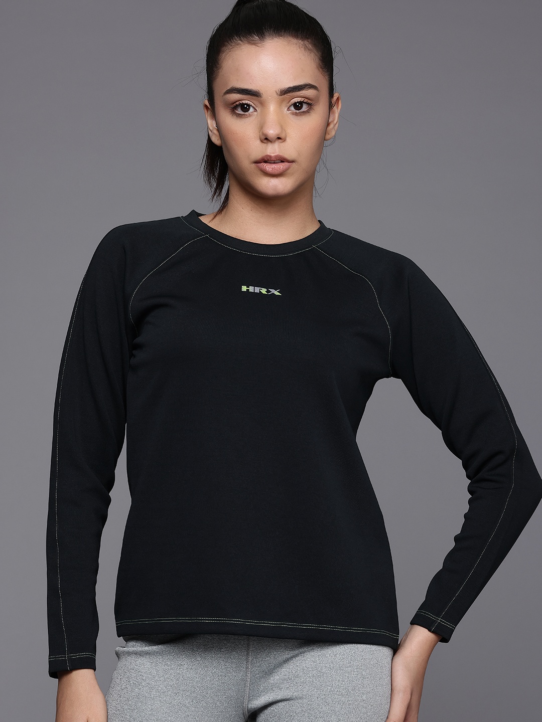 

HRX by Hrithik Roshan Brand Logo Printed Sweatshirt, Black