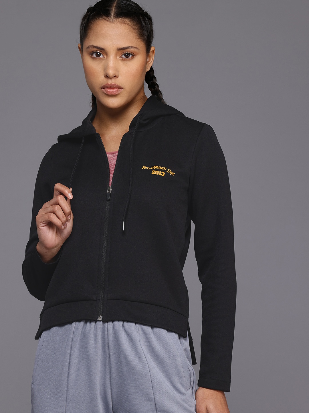 

HRX by Hrithik Roshan Printed Rapid-Dry Hooded Sweatshirt, Black