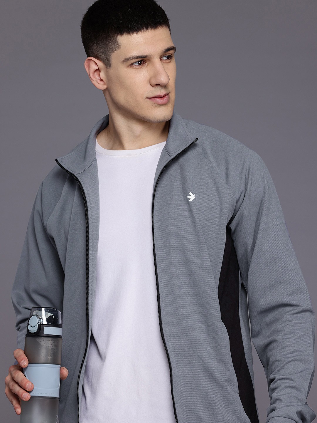 

HRX by Hrithik Roshan Rapid-Dry Colorblocked Training or Gym Jacket, Grey