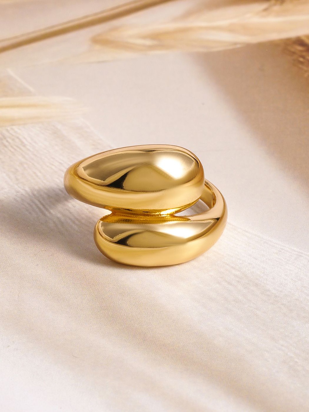 

Rubans 18K Gold Plated Statement Adjustable Finger Ring - Fashionable Accessories