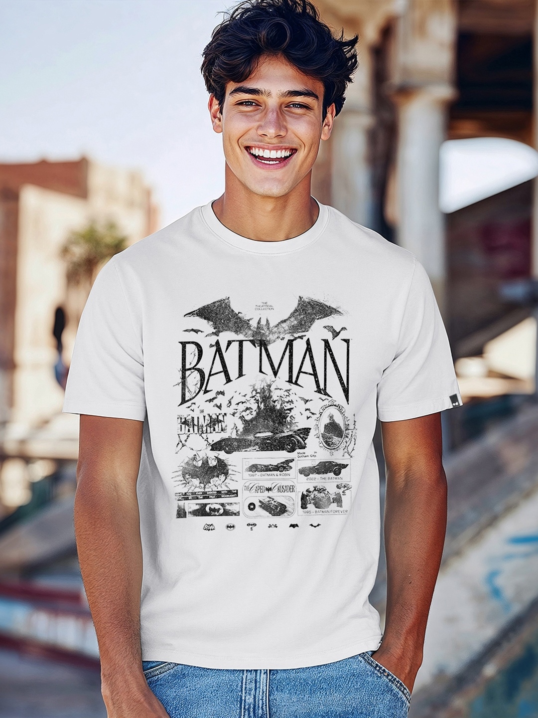 

Bewakoof Men Graphic Printed Round Neck Pure Cotton T-shirt, White