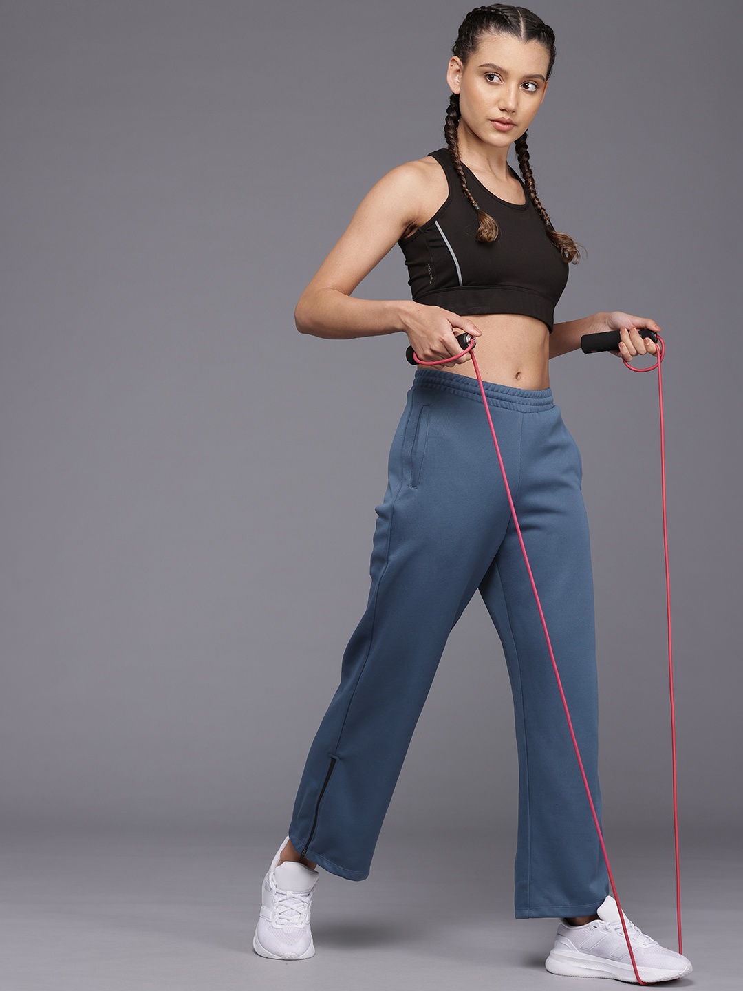 

HRX by Hrithik Roshan Women Track Pant with Slit Detail, Blue