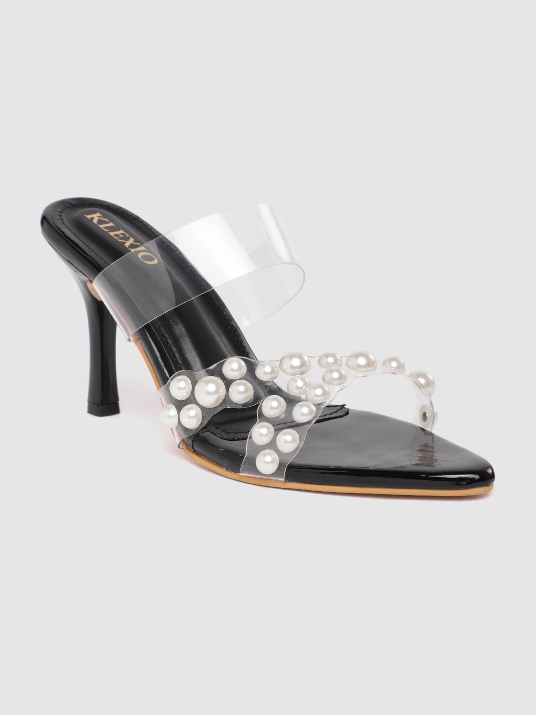 

KLEXIO Women Embellished Stiletto Sandals, Black
