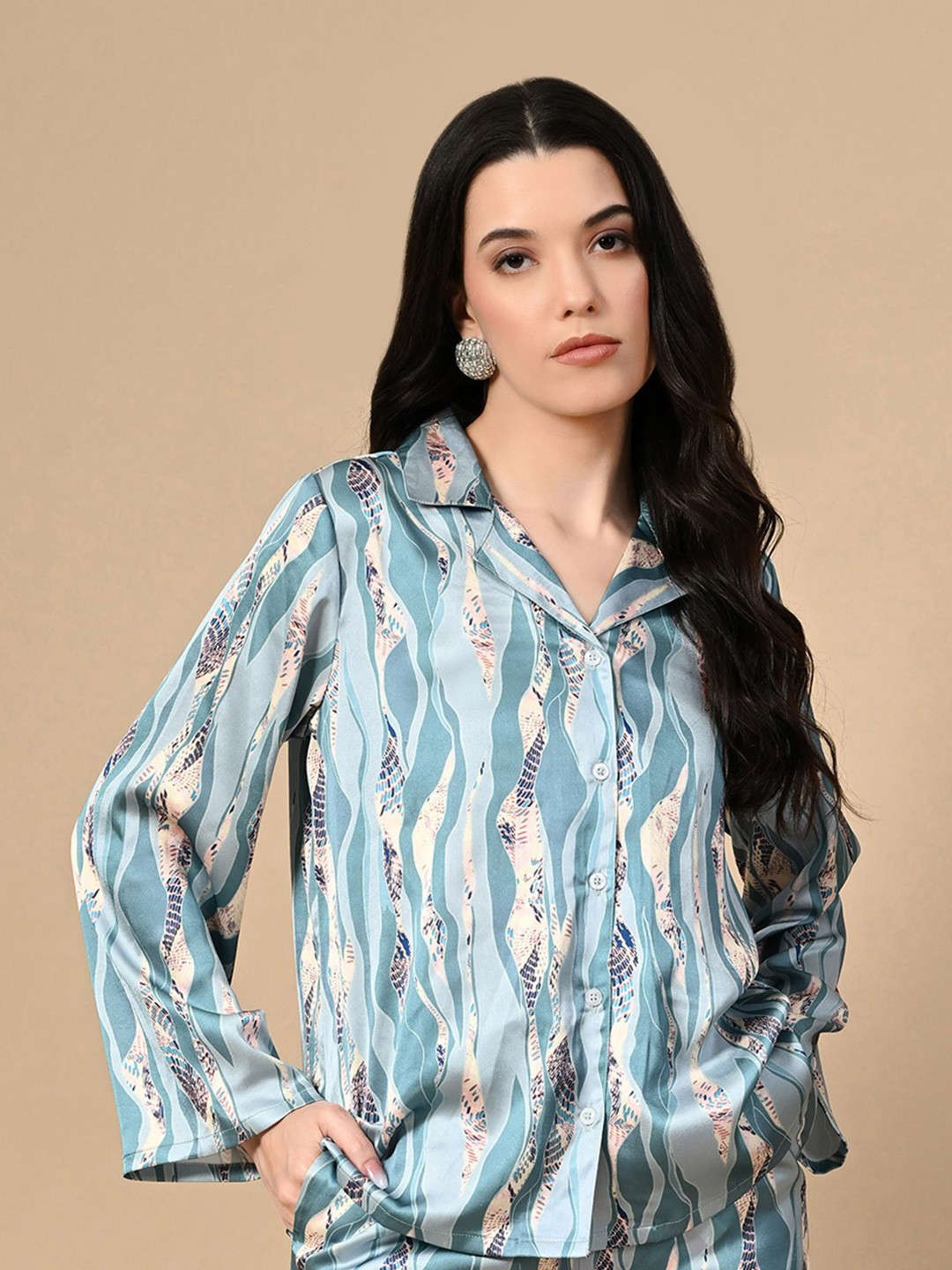 

PANDORNA Printed Shirt With Trouser, Green