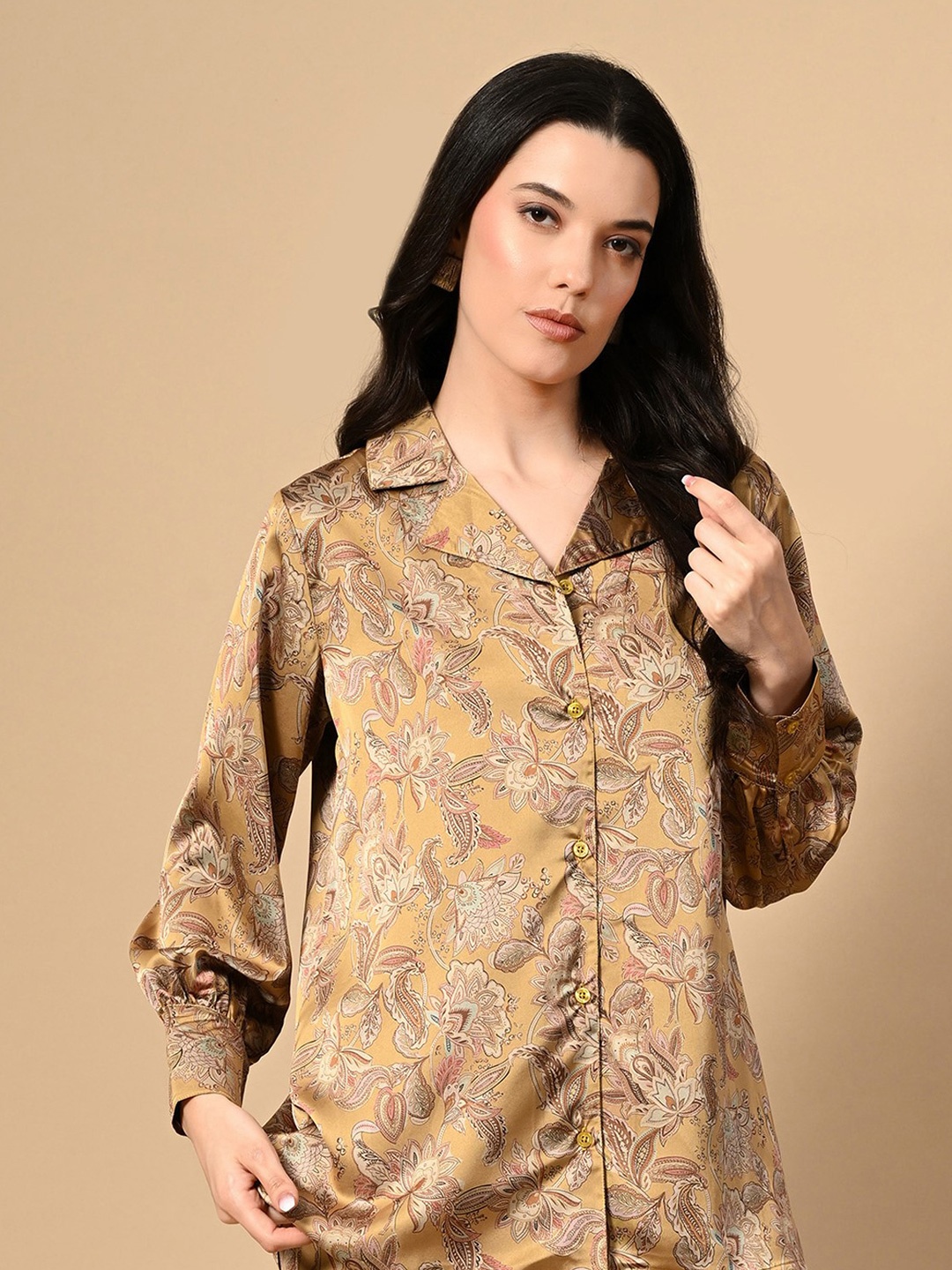

PANDORNA Floral Printed Shirt With Trouser, Yellow