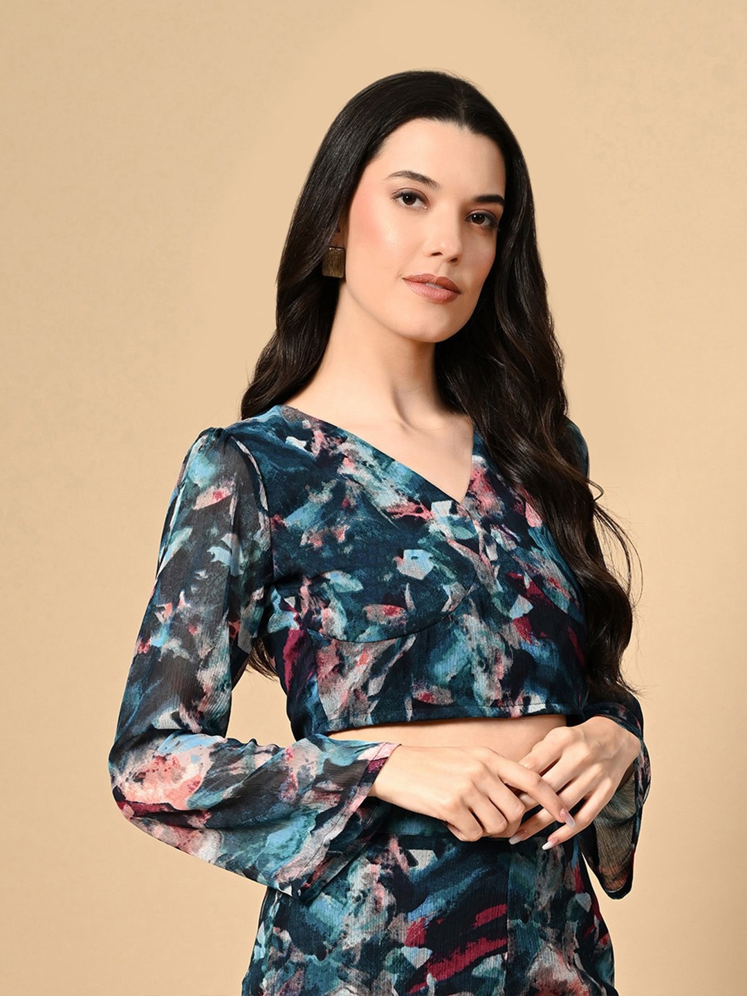 

PANDORNA Rain Forest Floral Printed Top With Trouser, Blue