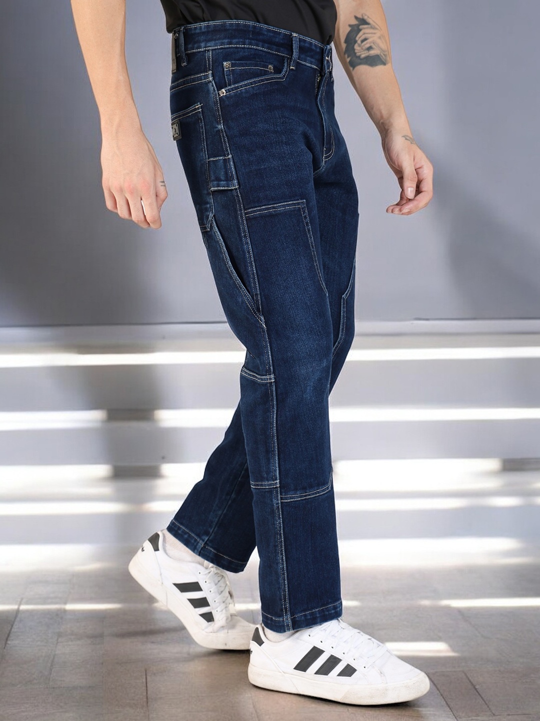 

BOTABOCHI Men Relaxed Fit Cargo Jeans, Navy blue