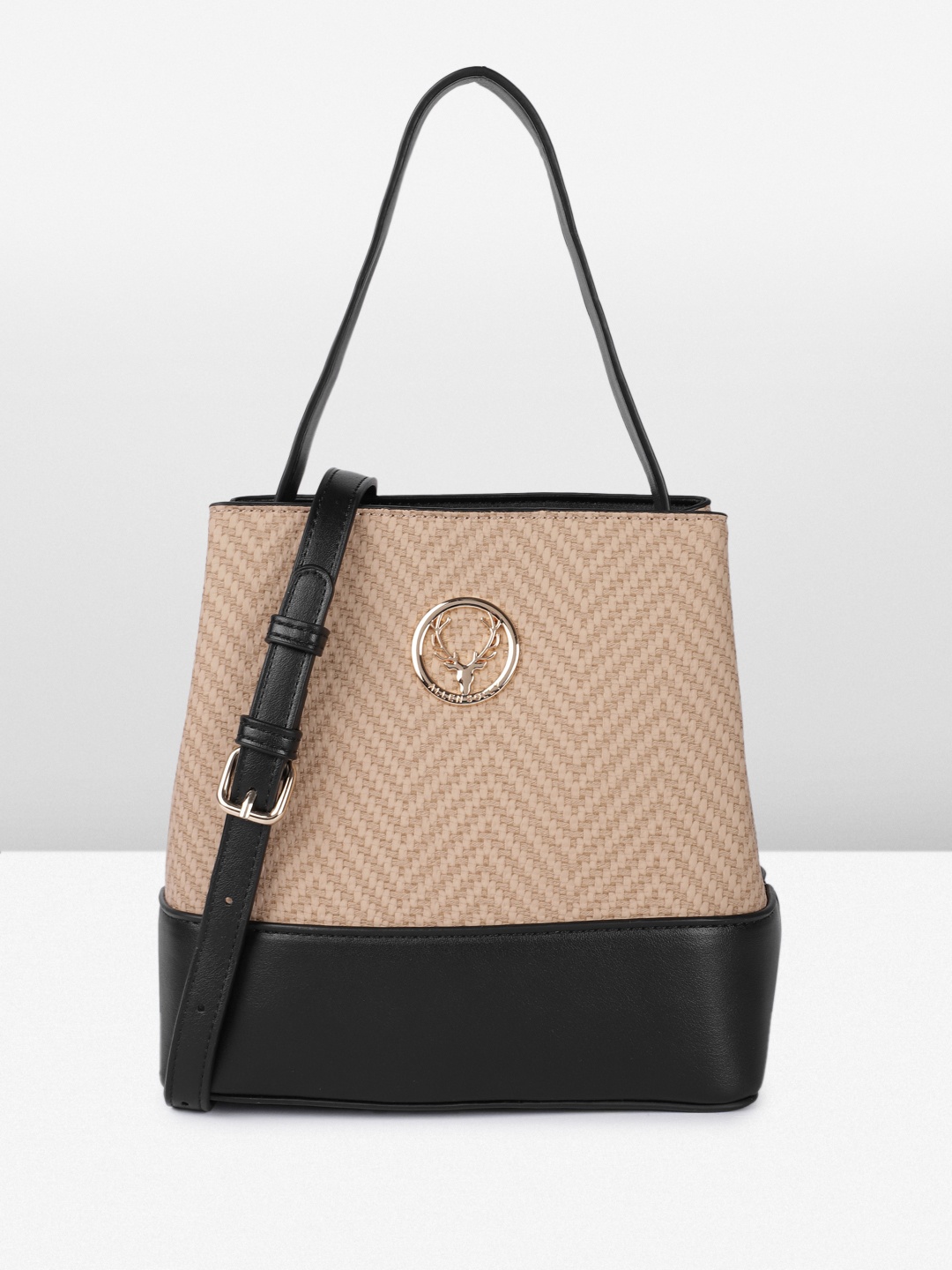 

Allen Solly Textured Structured Handheld Bag, Brown
