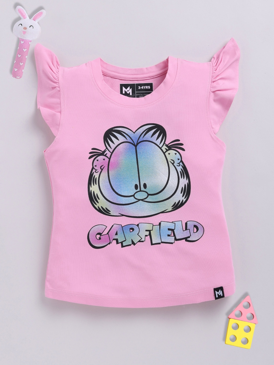 

YK X Minute Mirth Girls Garfield Printed T-shirt, Pink