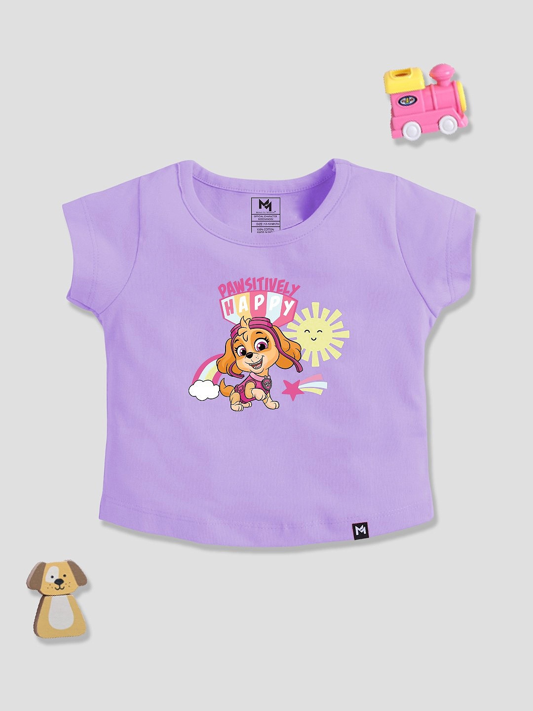 

YK X Minute Mirth Infant Girls Paw Patrol Printed Pure Cotton T-shirt, Lavender