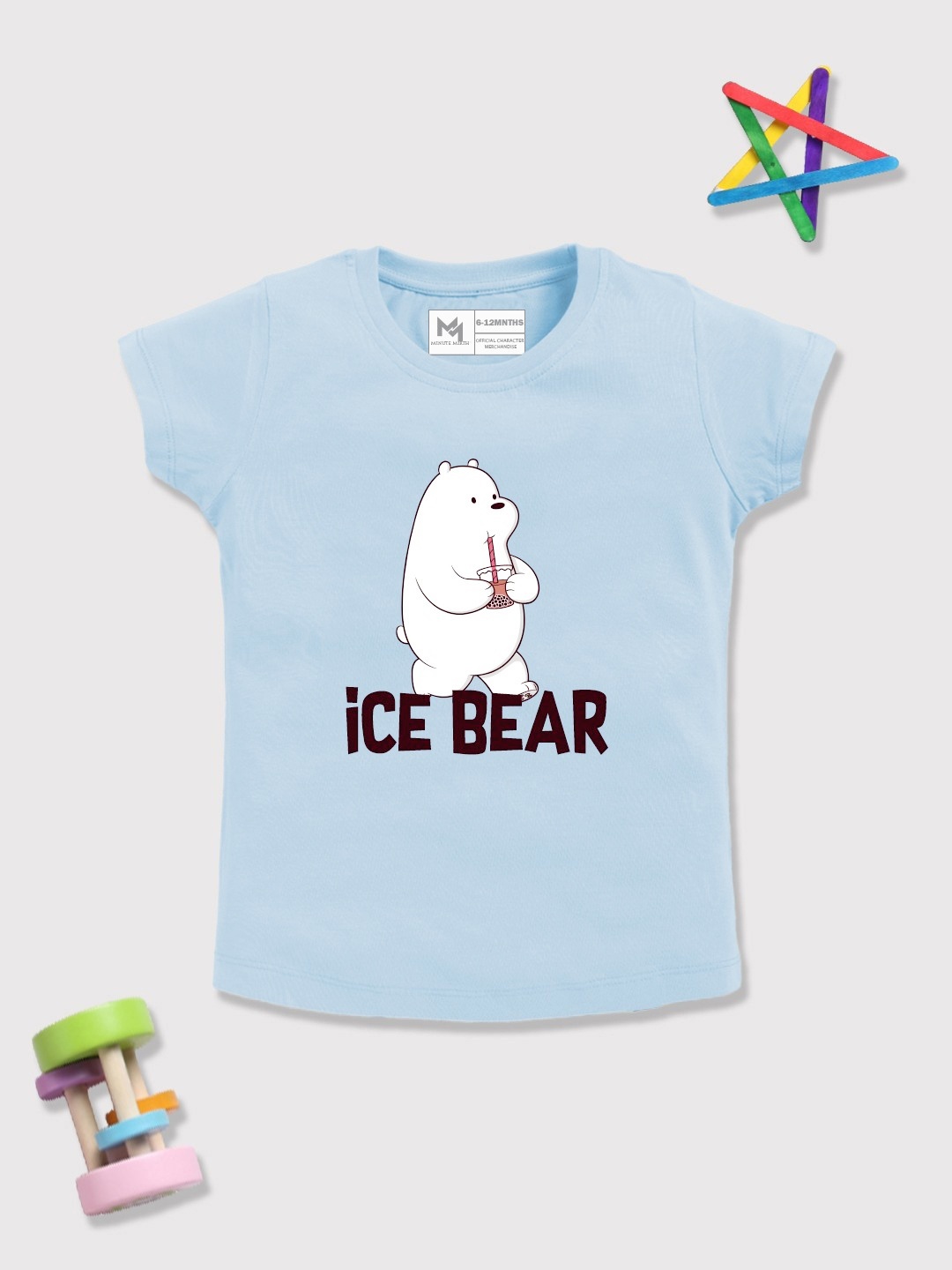 

YK X Minute Mirth Infant Girls Printed Pure Cotton T-shirt, Blue
