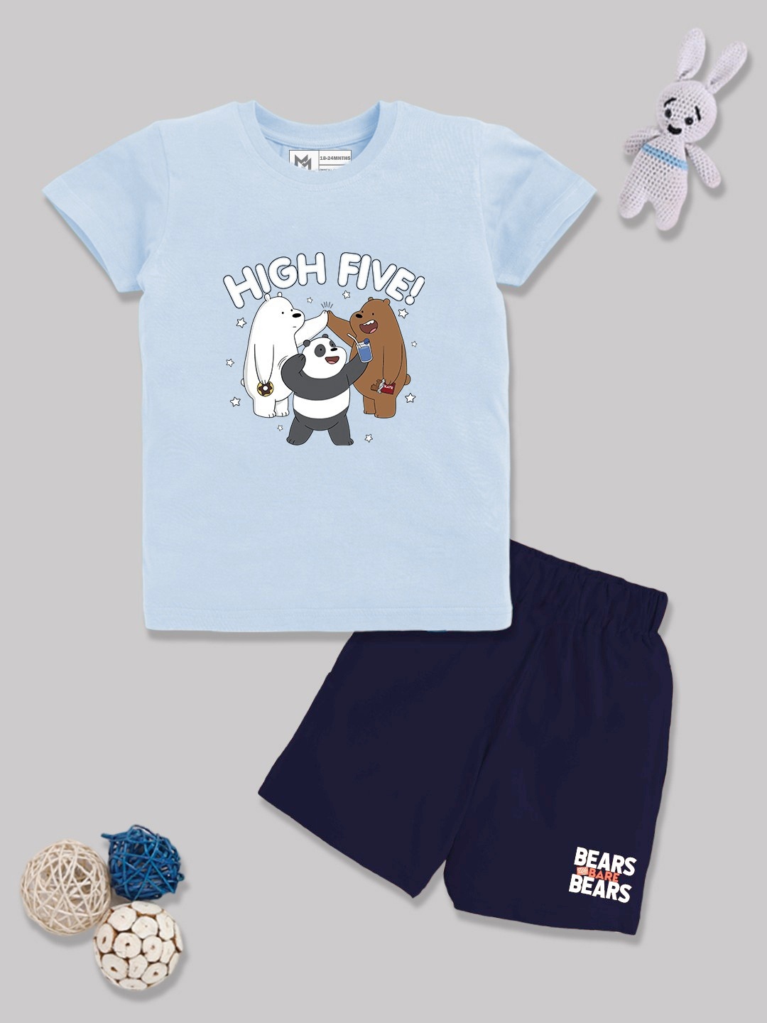 

YK X Minute Mirth Boys Printed T-shirt with Shorts, Blue