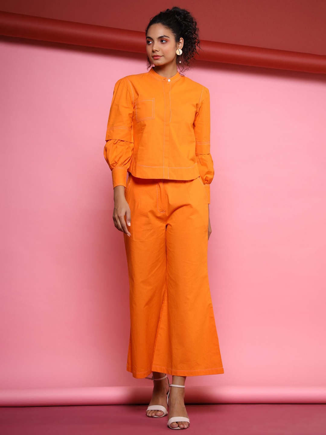 

AUTUMN LANE Pure Cotton Shirt With Trouser, Orange