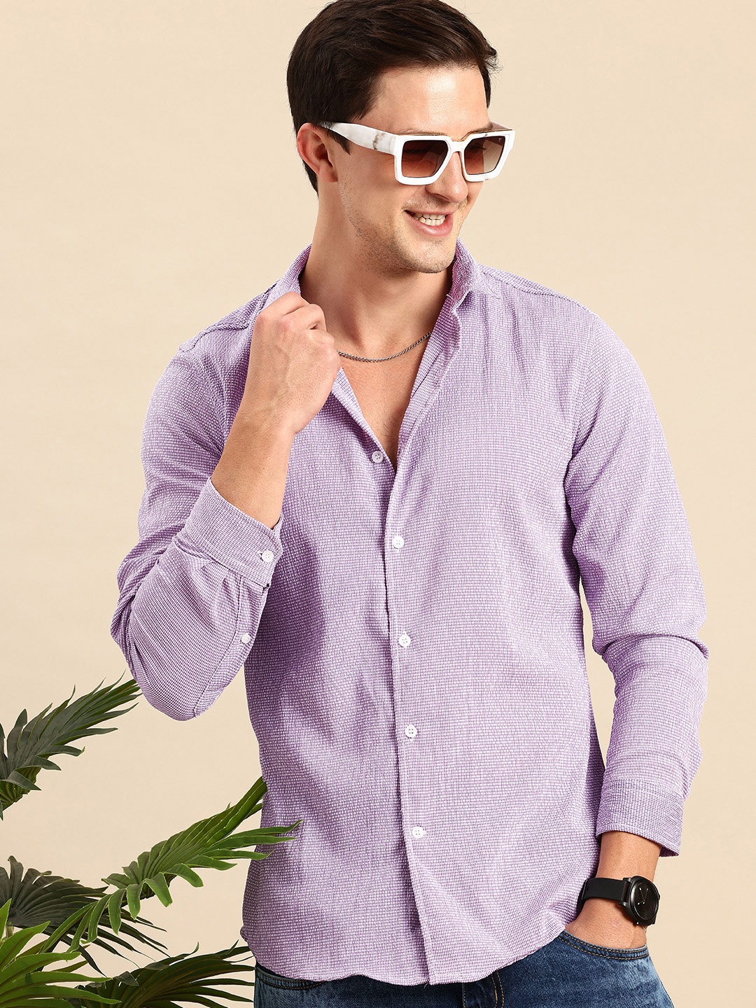 

Mast & Harbour Micro Checks Casual Shirt, Purple