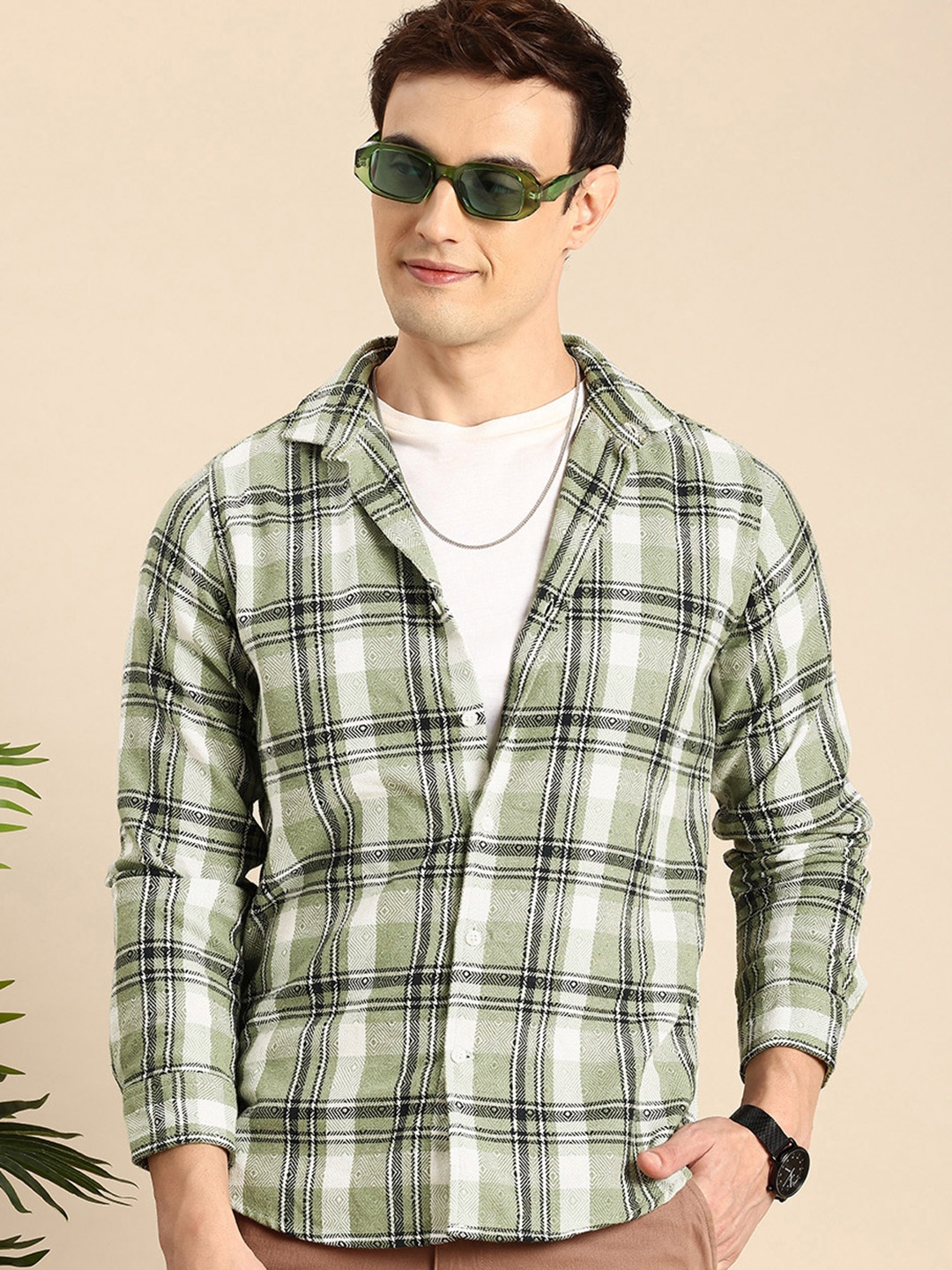 

Mast & Harbour Checked Flannel Casual Shirt, Green