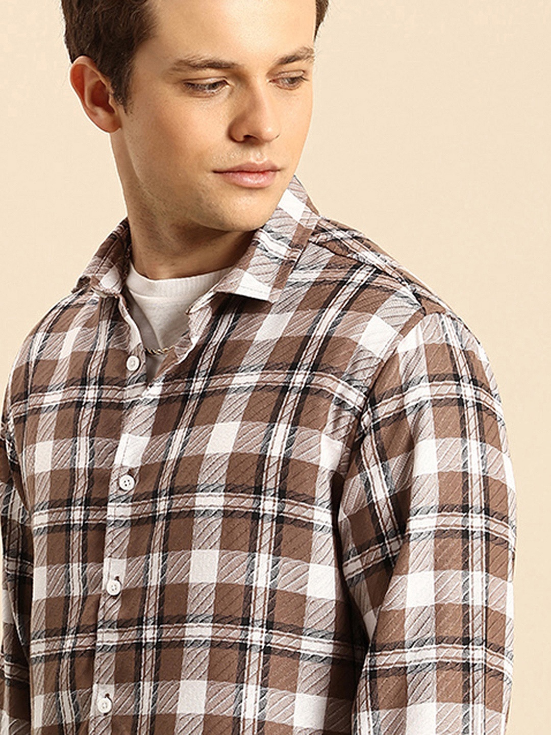 

Mast & Harbour Checked Casual Shirt, Brown