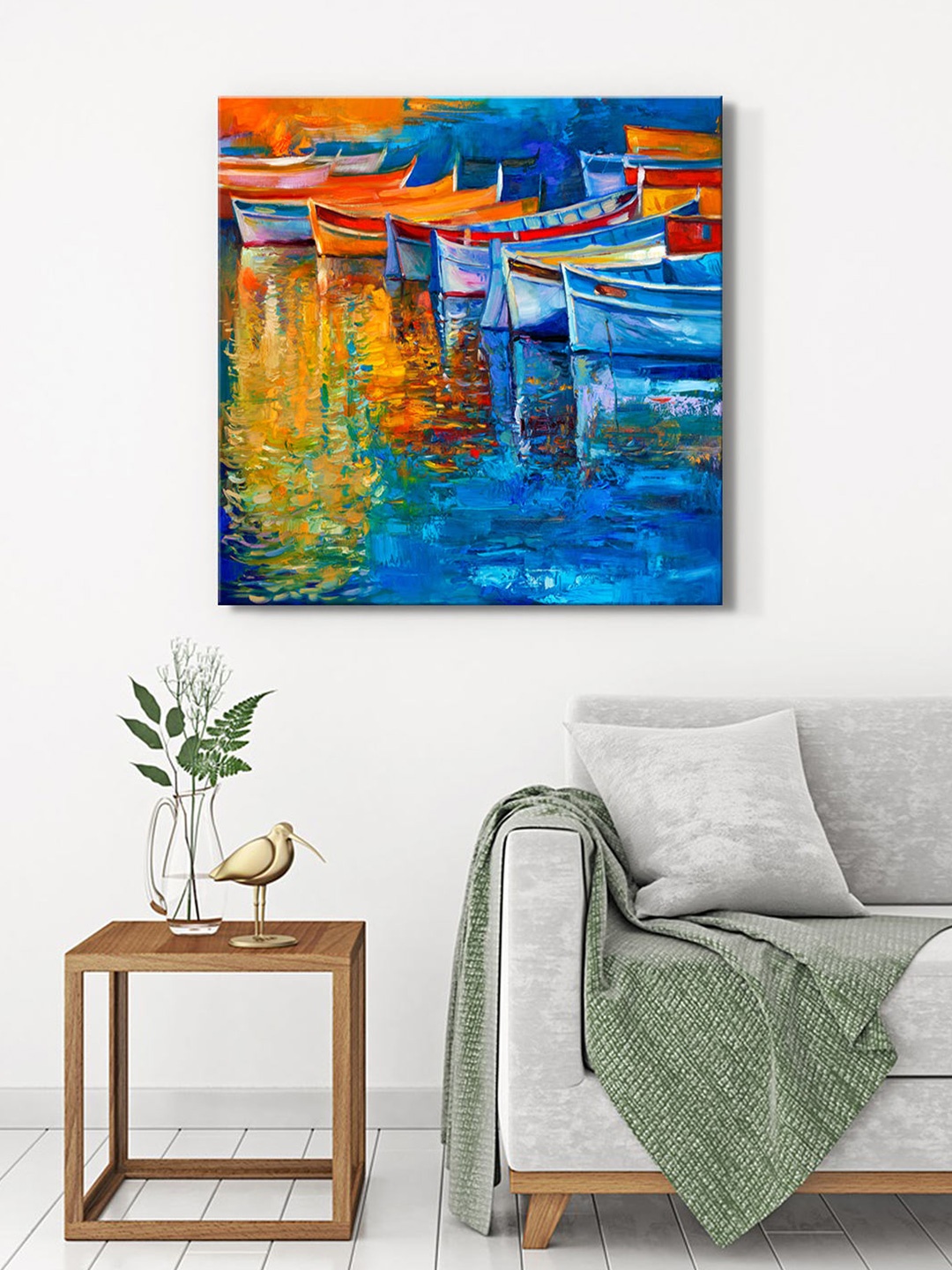 

999Store Blue & Orange Coloured Abstract Paintings Wall Art