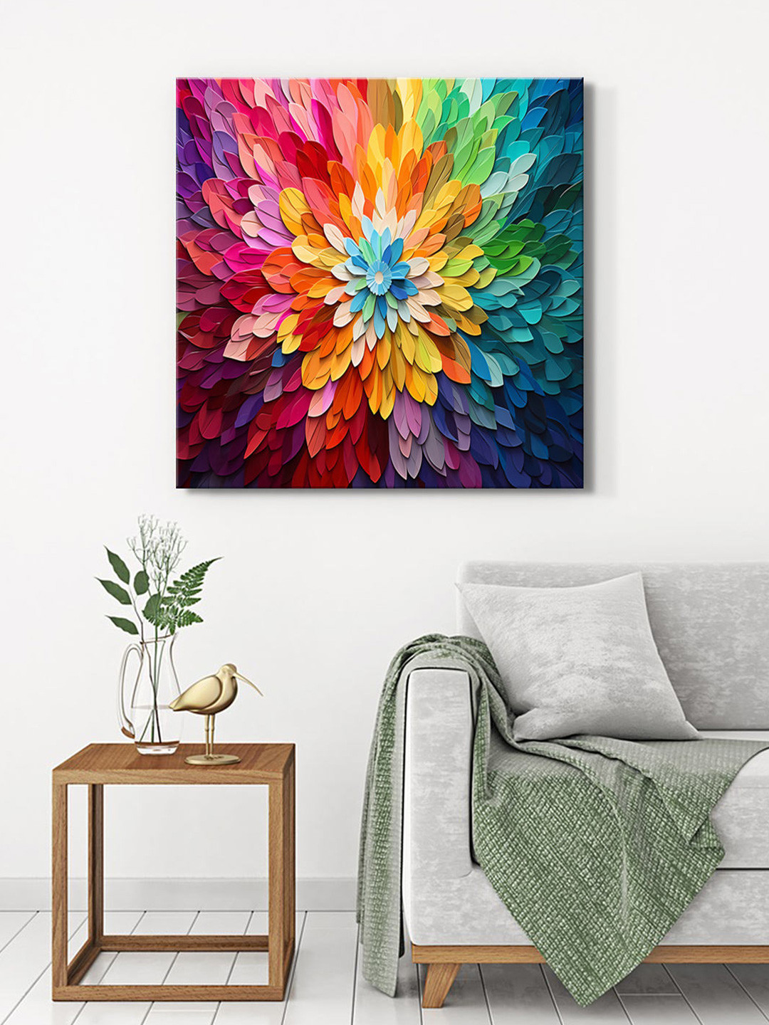 

999Store Green & Red Canvas Floral Paintings Wall Art