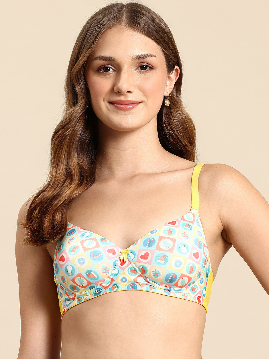 

Mast & Harbour Graphic Full Coverage Lightly Padded T-shirt Bra - M&H-BRA-4096-1, Multi