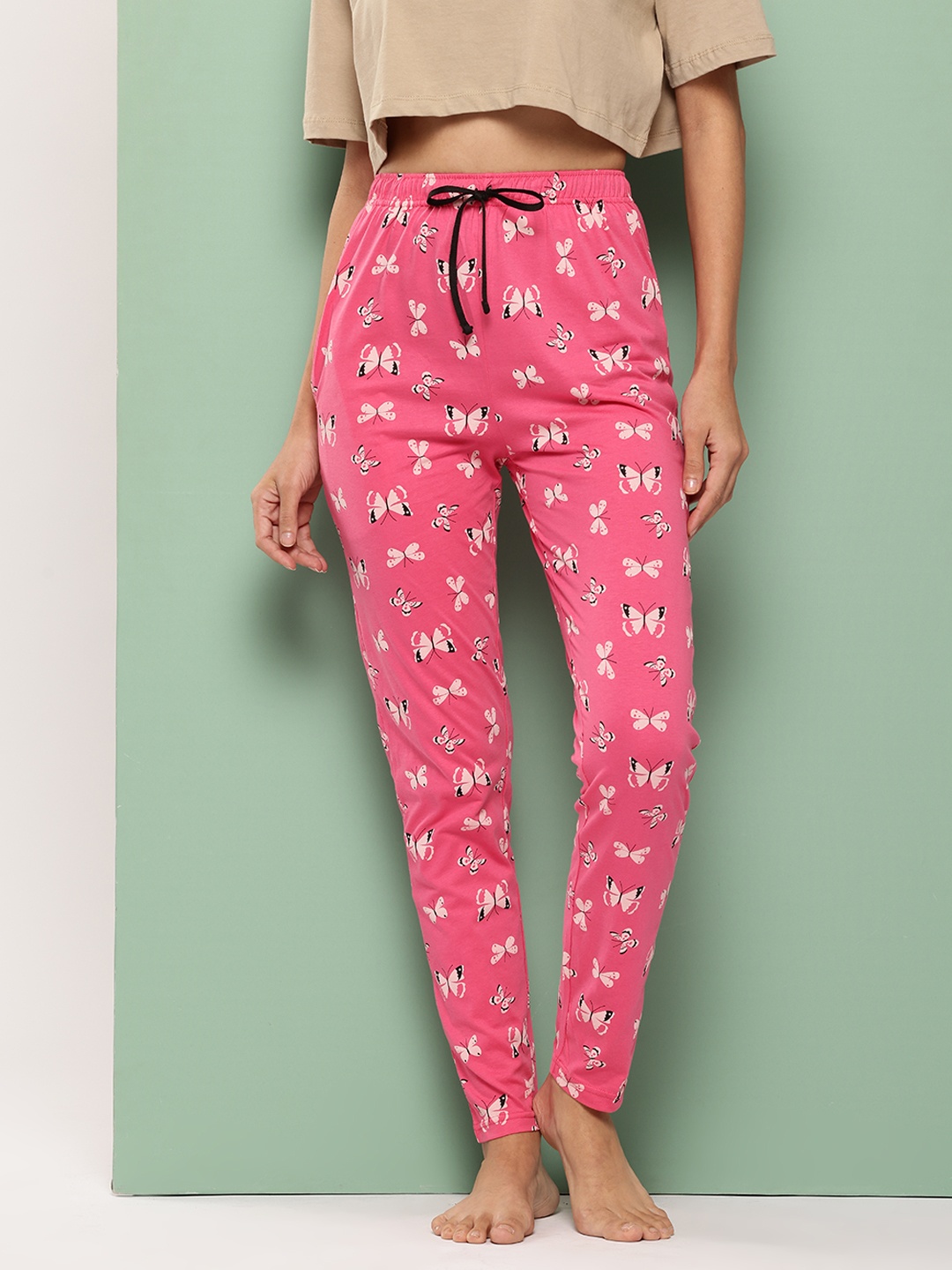 

Leading Lady Women Printed Mid Rise Cotton Lounge Pants, Magenta