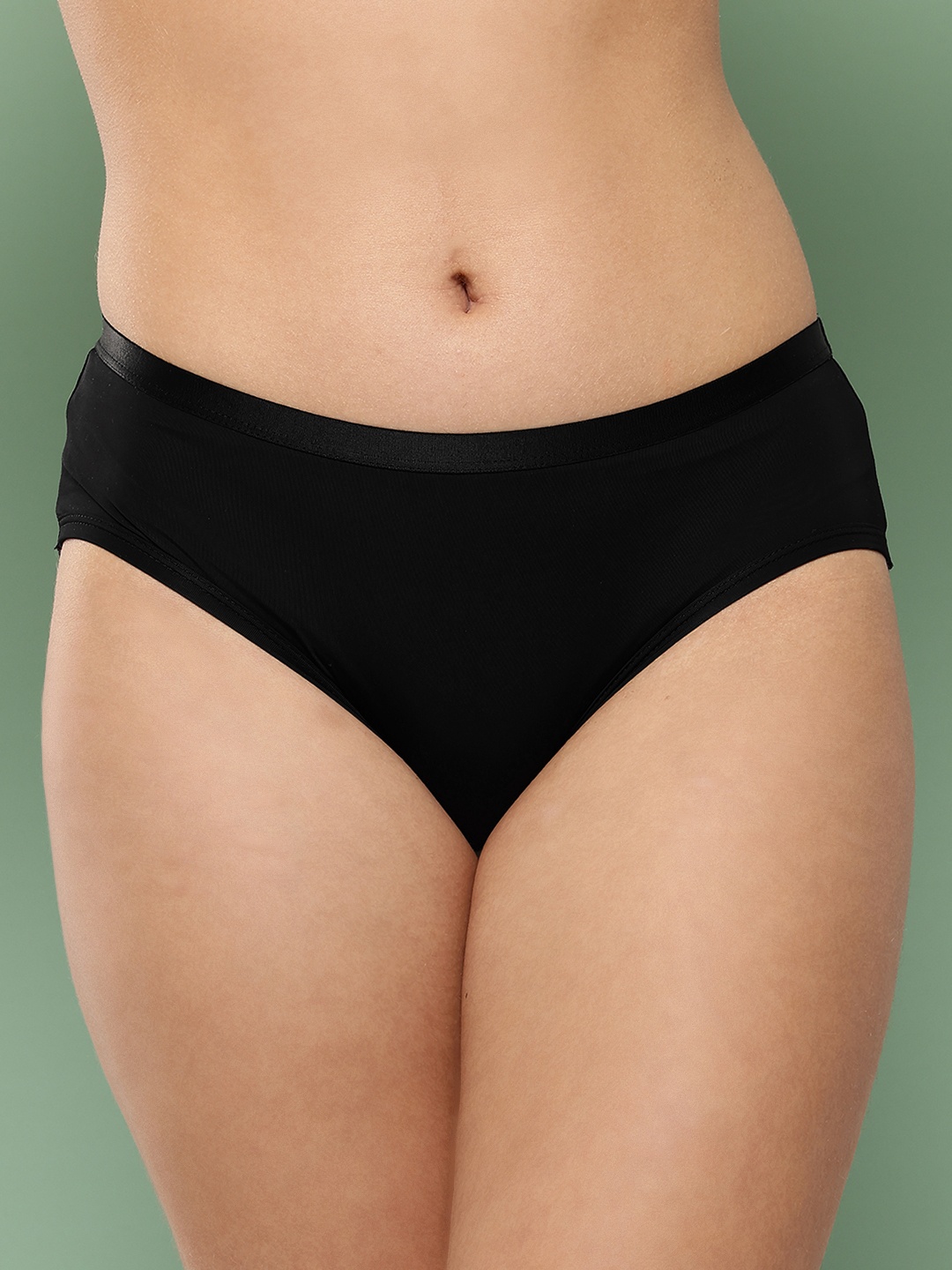 

Leading Lady Women's Solid No Visible Panty Line Laser- Cut Edge Hipster Brief, Black