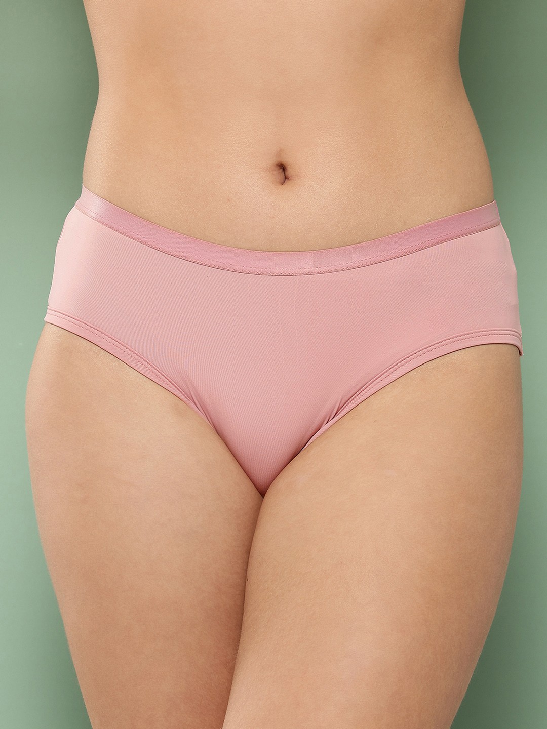 

Leading Lady Women's Solid No Visible Panty Line Laser- Cut Edge Hipster Brief, Pink