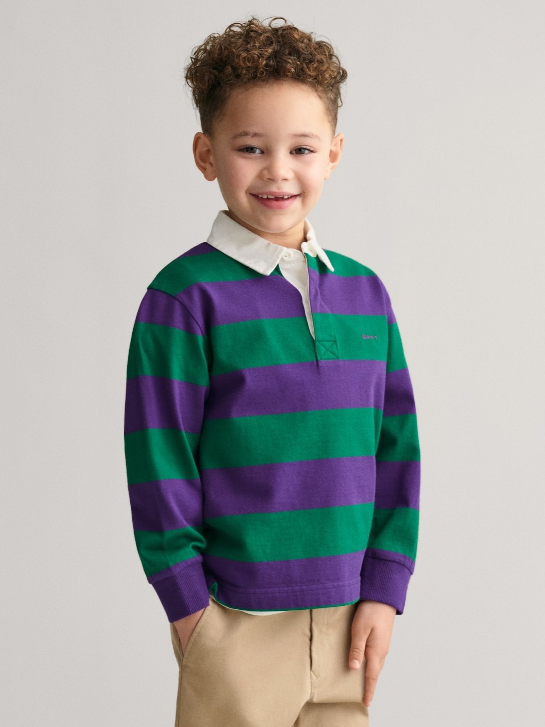 

Gant Boys Striped Polo Collar Full Sleeves T-Shirt, Purple