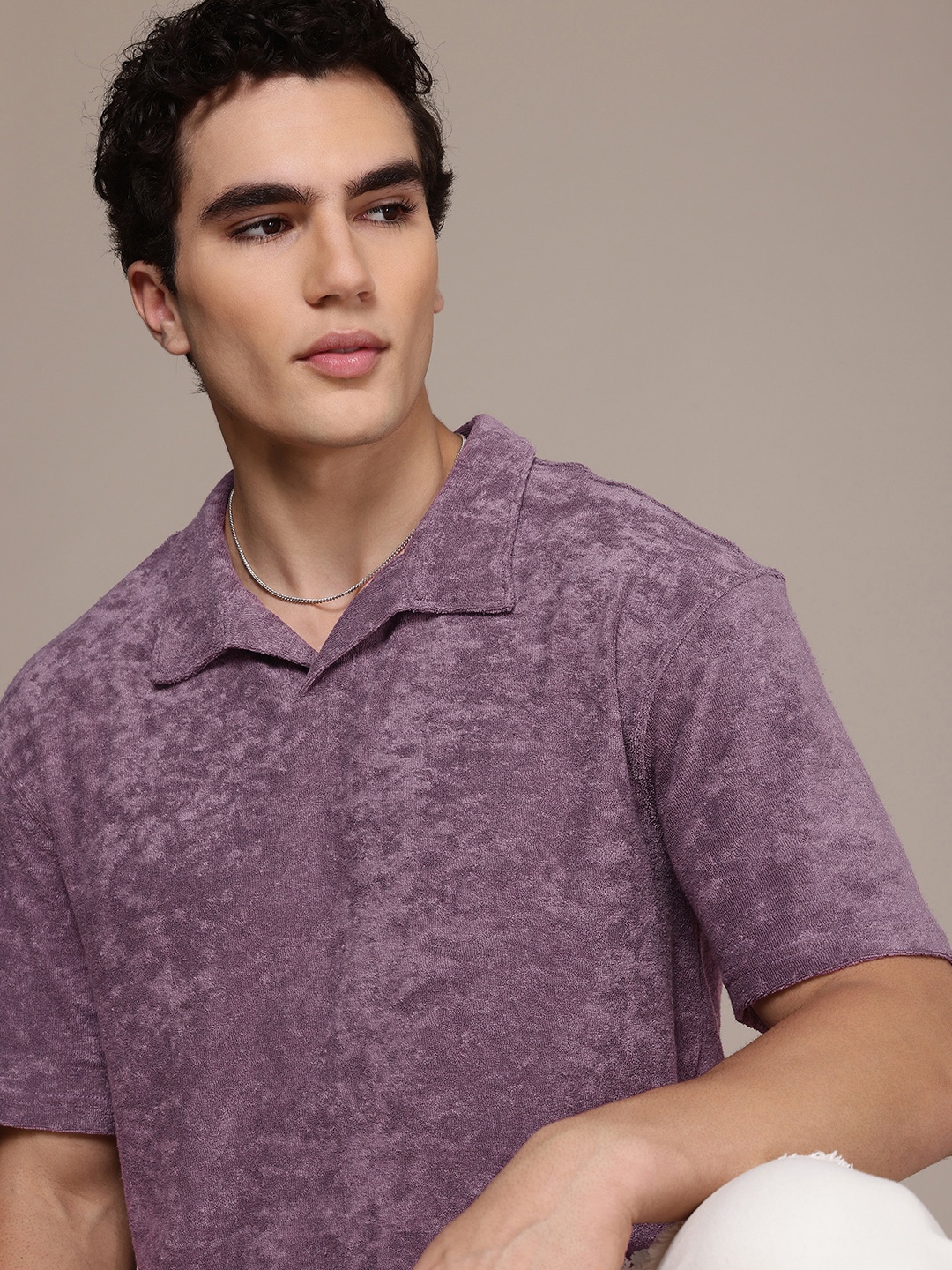 

FCUK Relaxed Fit Polo Collar Anti Odour T-shirt with Towelling Finish, Lavender