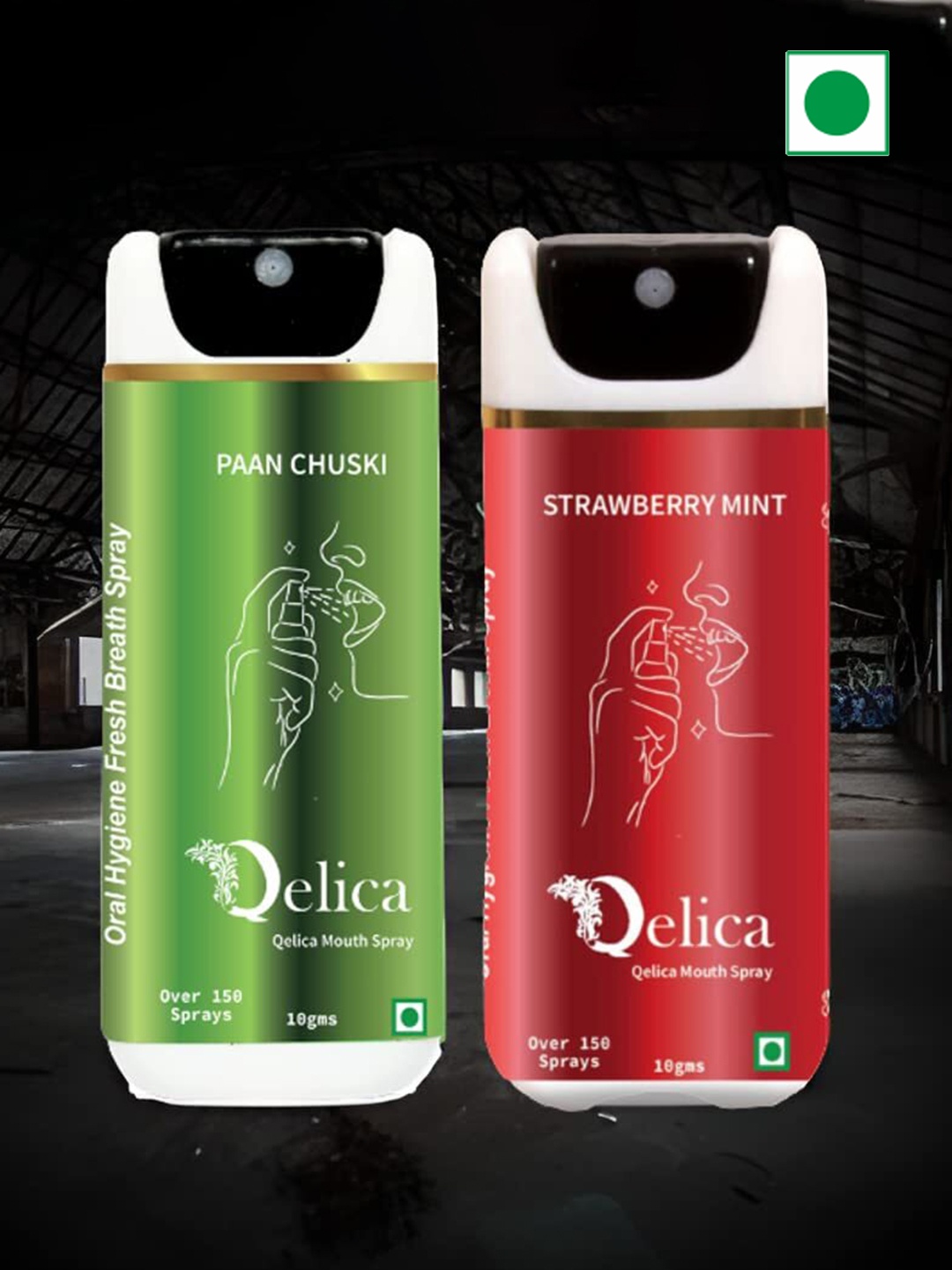 

Qelica Set Of 2 Strawberry Mint & Paan Chuski Mouth Freshener Spray 10 g Each, Red