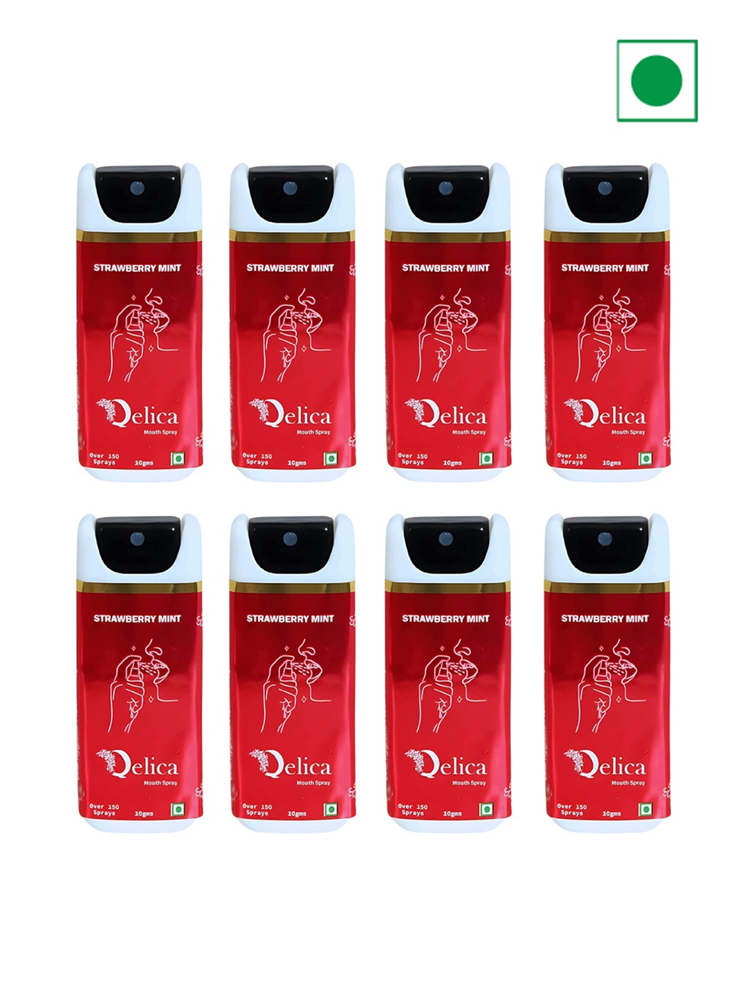 

Qelica Set Of 8 Strawberry Mint Mouth Freshener Spray 10 g Each, Red