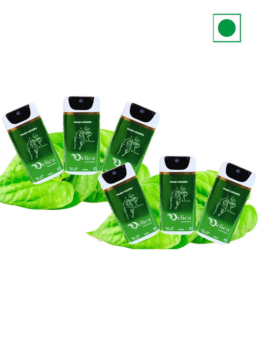 

Qelica Set Of 6 Paan Chuski Fresh Breath Spray-10g Each, Green