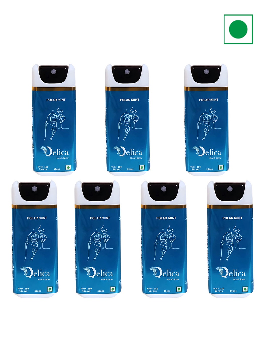 

Qelica Set Of 7 Polar Mint Fresh Breath Spray-10g Each, Blue