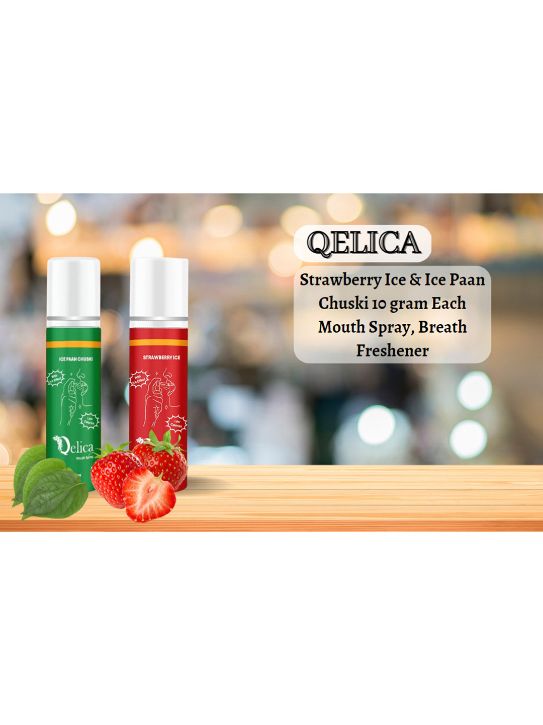 

Qelica Set Of 2 Strawberry Ice & Paan Chuski Fresh Breath Spray-10g Each, Red