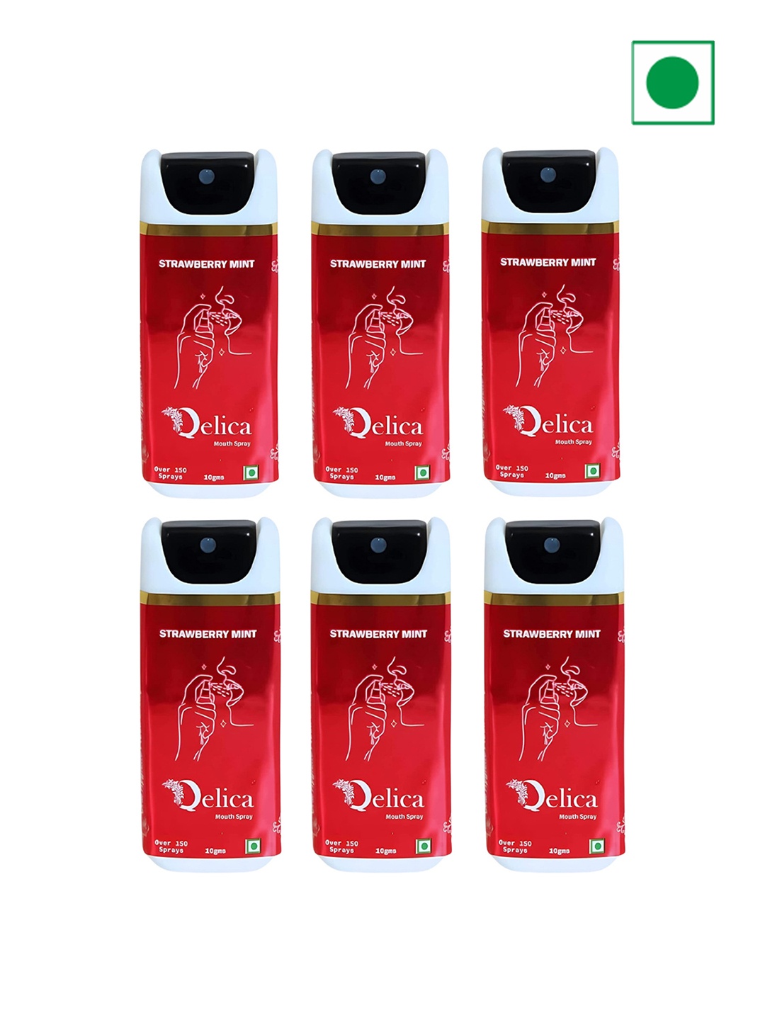 

Qelica Strawberry Mint Fresh Breath Spray-10g Each, Red