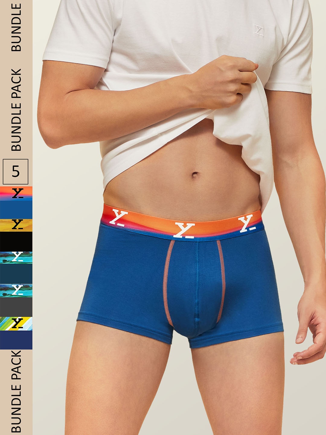 

XYXX Men IntelliSoft Antimicrobial Micro Modal Pack of 5 Dynamo Trunks XYTRNK5PCKN36, Multi