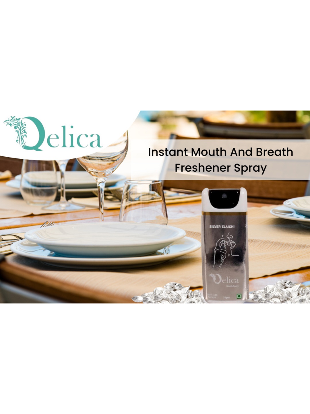 

Qelica Silver Elachi Fresh Breath Spray-10g, Grey