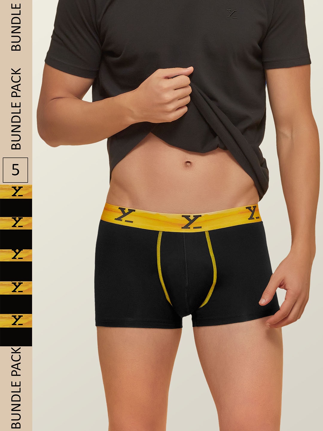 

XYXX Men IntelliSoft Antimicrobial Micro Modal Pack of 5 Dynamo Trunks XYTRNK5PCKN42, Black