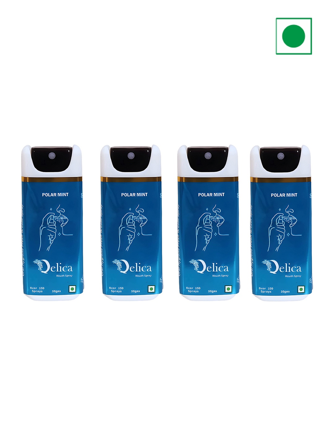 

Qelica Set Of 4 Polar Mint Fresh Breath Spray-10g Each, Blue