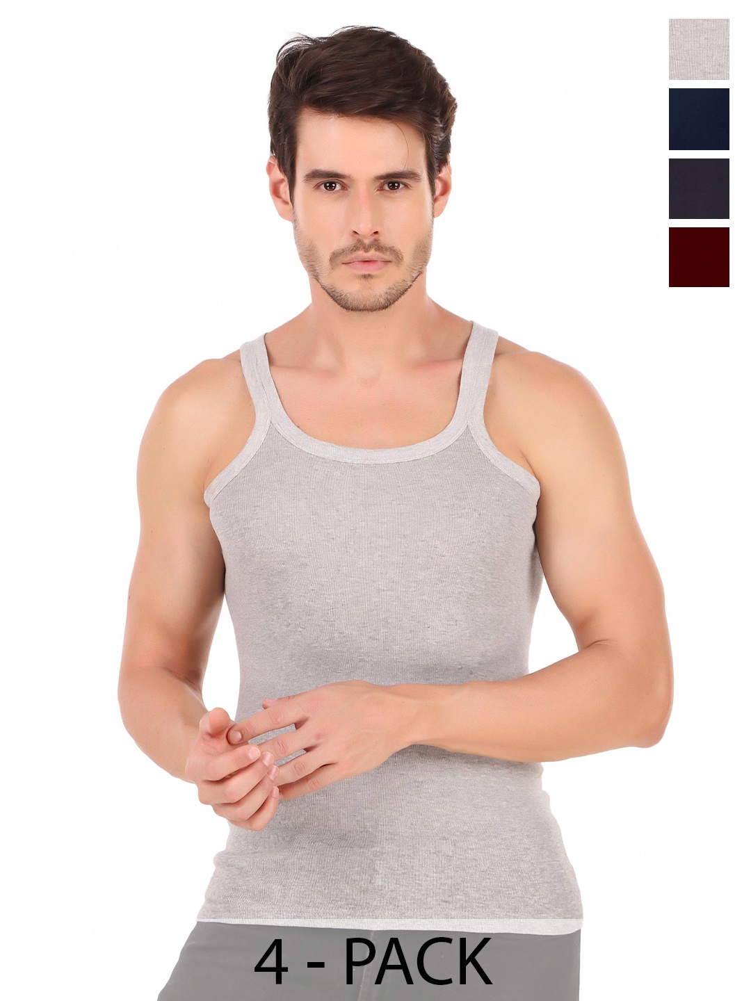 

inner element Men's Pack Of 4 Cotton Gym Vest, Blue