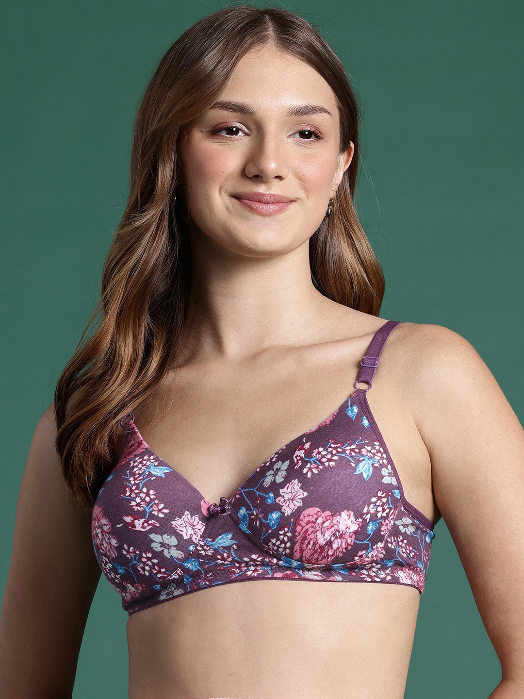 

DressBerry Floral Medium Coverage Lightly Padded Bra, Purple