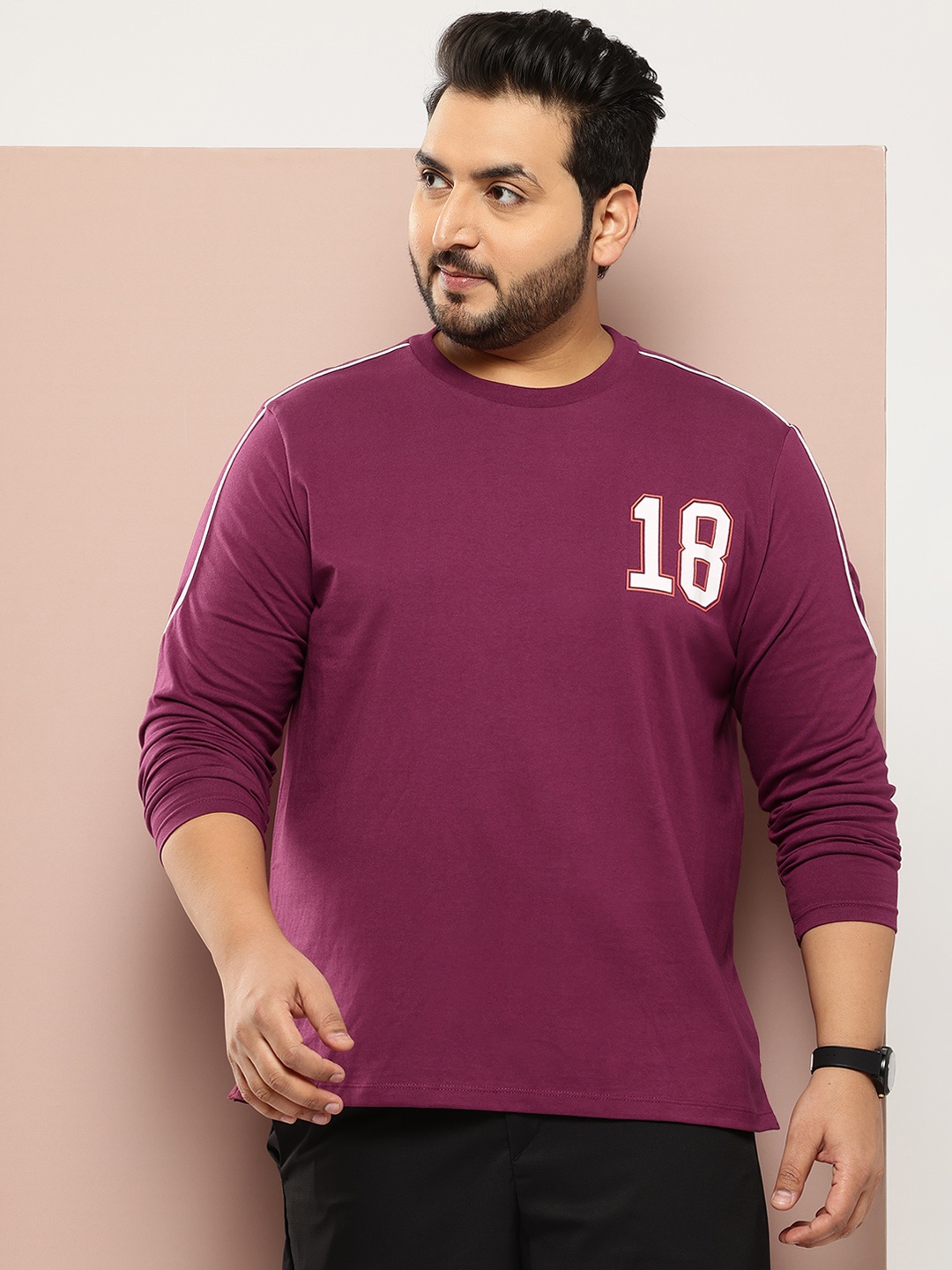 

Sztori Men Plus Size Pure Cotton T-shirt, Purple